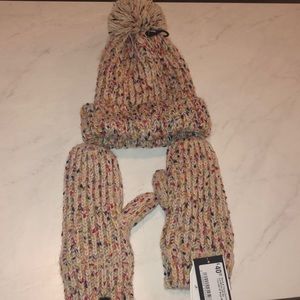 Boutique winter hat and mittens, new with tags!